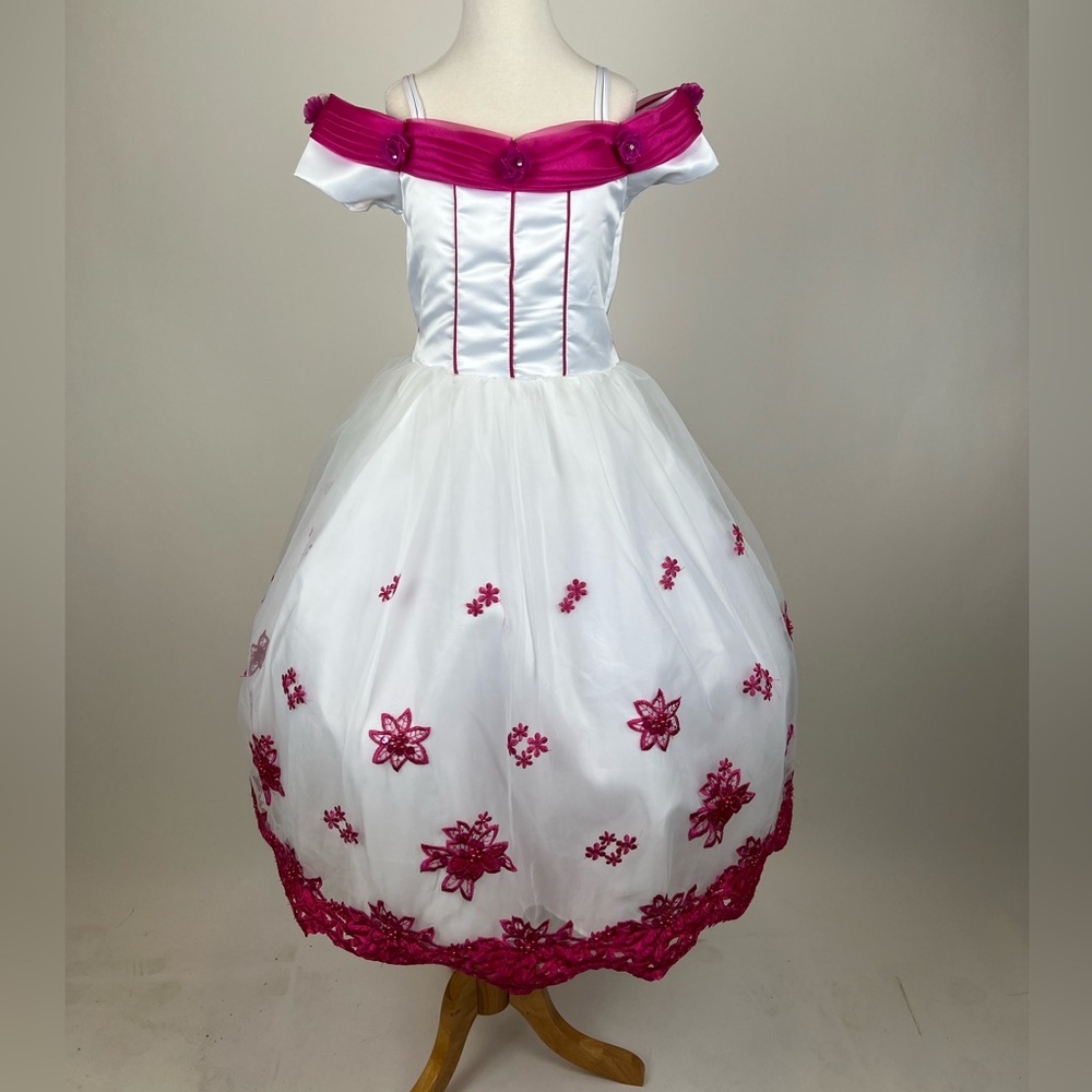 Pink and white girl party dress sz 14